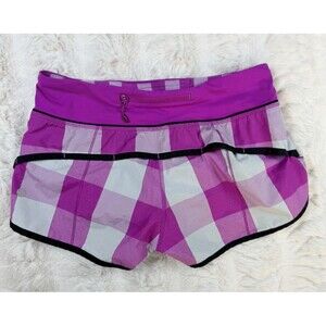 Lululemon Speed Short 4 Raspberry Silver Spoon Gingham Run Athletic